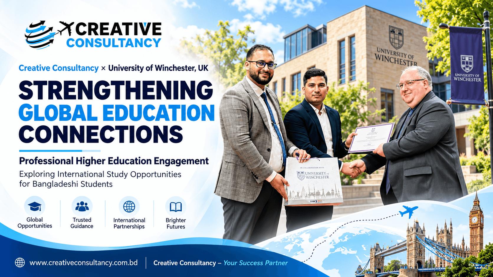 Creative Consultancy Connects with the University of Winchester, UK, to Explore Higher Education Opportunities for Bangladeshi Students